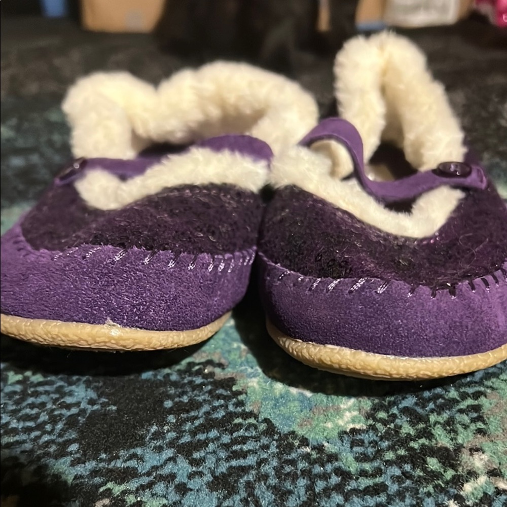 Purple Kids Shoes with Cream Trim